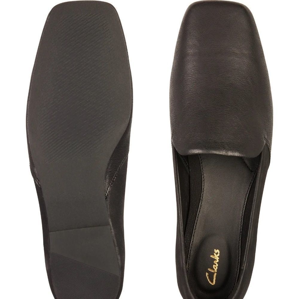 NEW CLARKS Pure Slip Black Leather - size 6.5